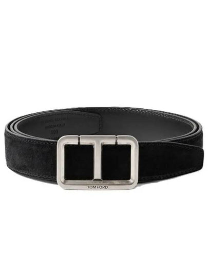 T-Buckle Suede Belt Black - TOM FORD - BALAAN 2