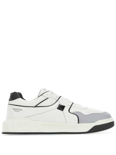 One Stud Nappa Leather Low Top Sneakers White Grey - VALENTINO - BALAAN 2