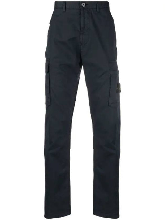 Logo Patch Cargo Straight Pants Navy - STONE ISLAND - BALAAN.