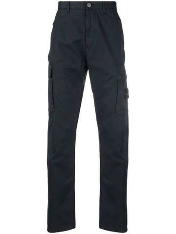 Logo Patch Cargo Cotton Straight Pants Navy - STONE ISLAND - BALAAN 1