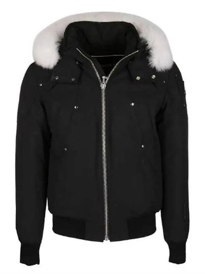 Men's Ballistic Bomber Jacket White Fox Fur Black - MOOSE KNUCKLES - BALAAN 2