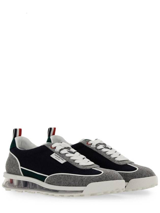 Melton Clear Sole Tech Runner Sneakers Navy Grey - THOM BROWNE - BALAAN 4