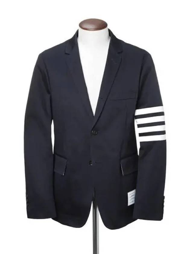 4 Bar Armband Cotton Blazer Jacket Navy - THOM BROWNE - BALAAN 2