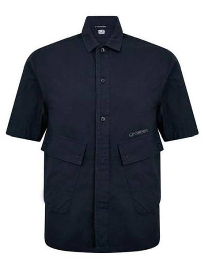 Cotton Popeline Pocket Short Sleeve Shirt Navy - CP COMPANY - BALAAN 2