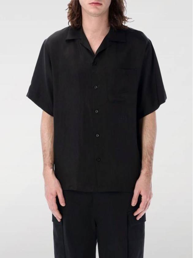 Embroidered Logo Cupro Short Sleeve Shirt Black - MSGM - BALAAN 2