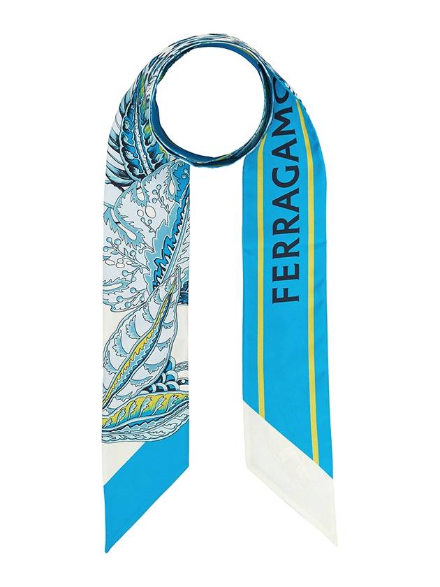 Togo Print Silk Scarf Turquoise - SALVATORE FERRAGAMO - BALAAN 2