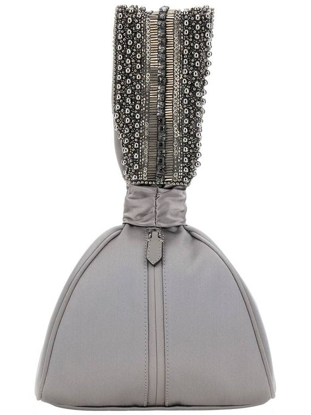 Grey Handbag With Strass And Beads In Satin Fabric Woman - ALBERTA FERRETTI - BALAAN 2