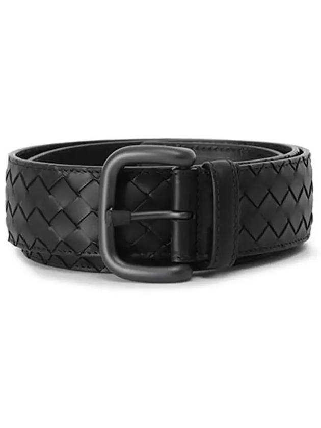 Intrecciato Leather Belt Black - BOTTEGA VENETA - BALAAN 6