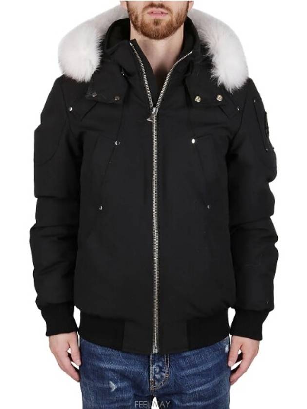 Men's Ballistic Bomber Jacket White Fox Fur Black - MOOSE KNUCKLES - BALAAN 2