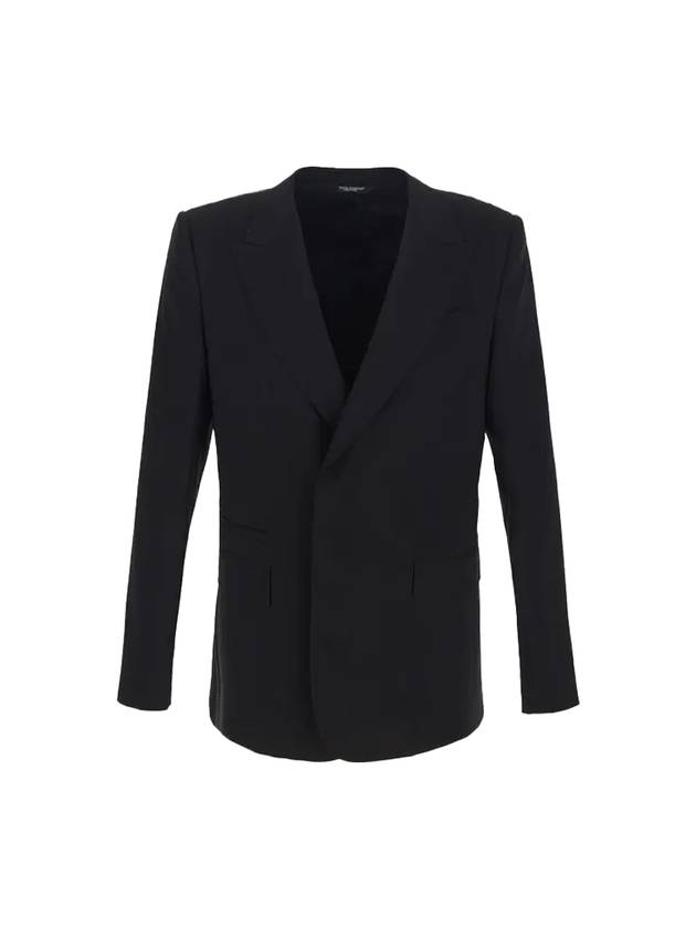 Men's Single Breasted Stretch Wool Jacket Black - DOLCE&GABBANA - BALAAN 1