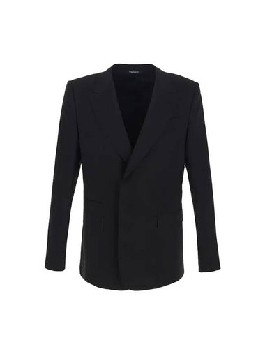 Men's Single Breasted Stretch Wool Jacket Black - DOLCE&GABBANA - BALAAN 1