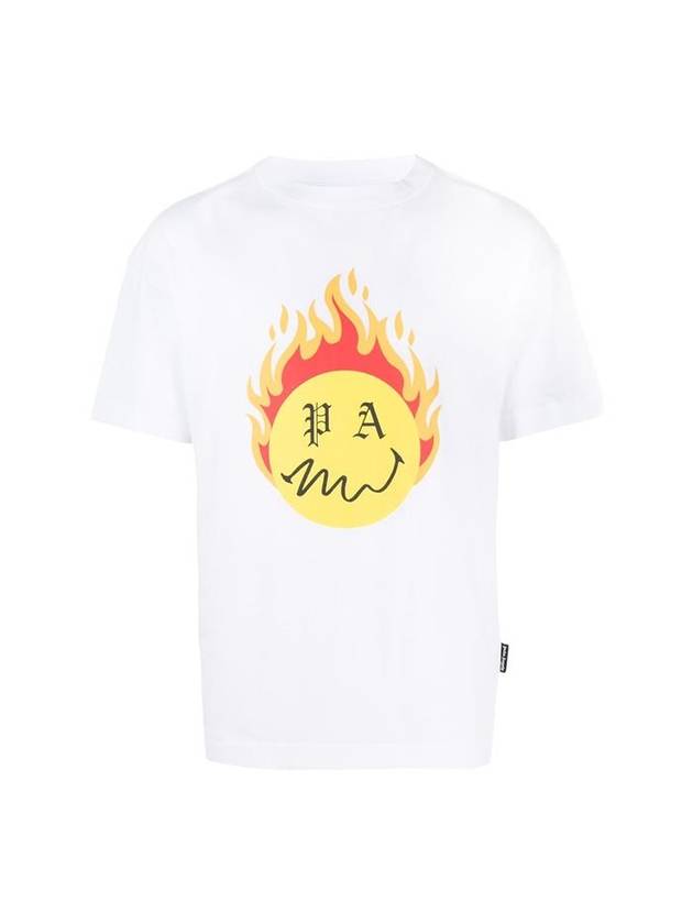 Burning Head Short Sleeve T-Shirt White - PALM ANGELS - 1
