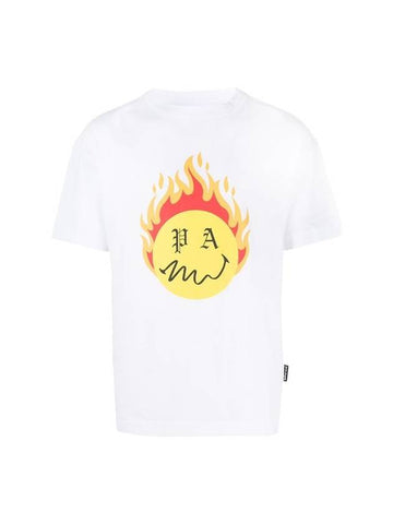 Burning Head Short Sleeve T-Shirt White - PALM ANGELS - BALAAN 1