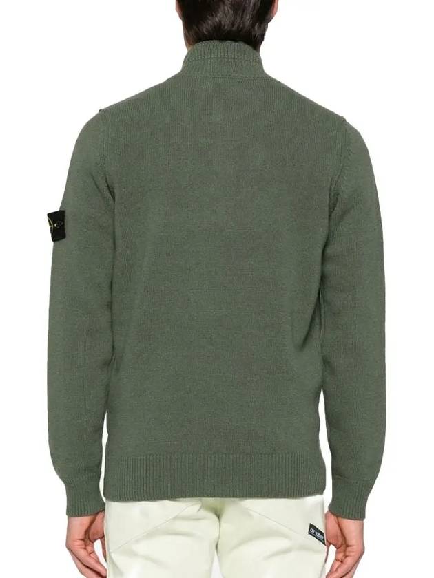 Wappen Patch Half Button Lambswool Knit Top Musk Green - STONE ISLAND - BALAAN 4