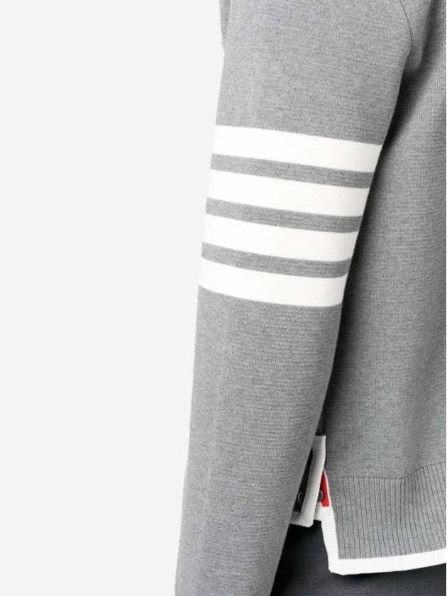 Milano Stitch 4-Bar Boxy Crew Neck Pullover Knit Top Grey - THOM BROWNE - BALAAN 3