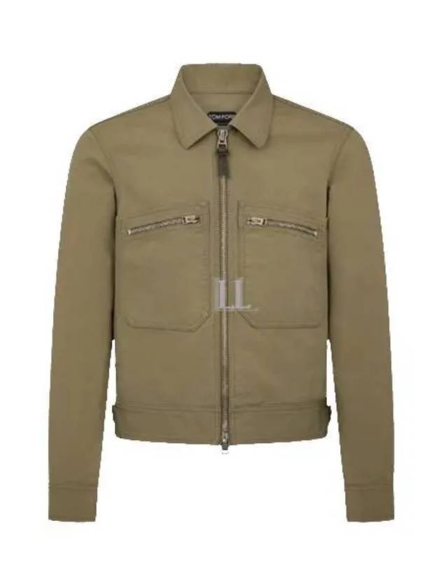 Satin Zip Up Jacket Green - TOM FORD - BALAAN 2