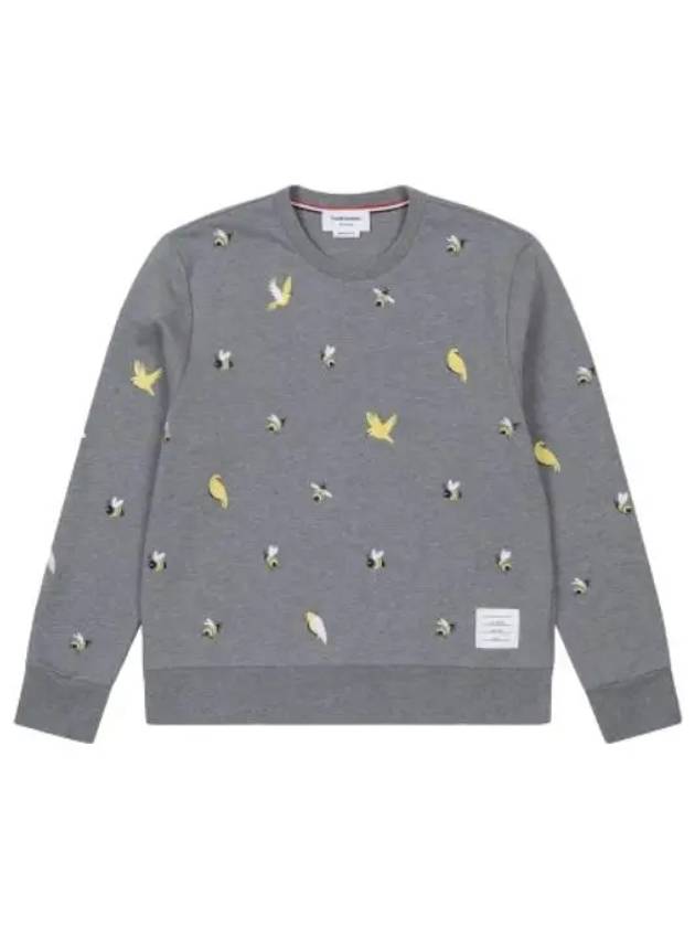 Diagonal Stripe Bird Bee Half Drop Knit Gray - THOM BROWNE - BALAAN 1