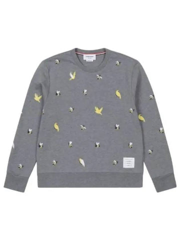 Diagonal Stripe Bird Bee Half Drop Knit Gray - THOM BROWNE - BALAAN 1