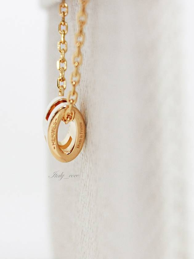 Mini Pop H Pendant Necklace Gold Blanc White - HERMES - BALAAN 9