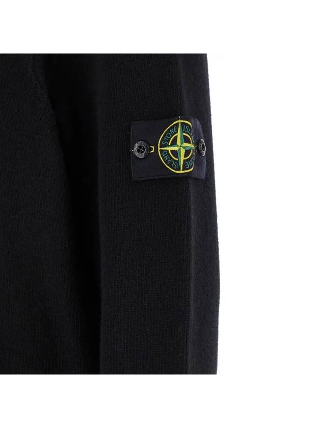 Wappen Patch Half Button Lambswool Knit Top Black - STONE ISLAND - BALAAN 4