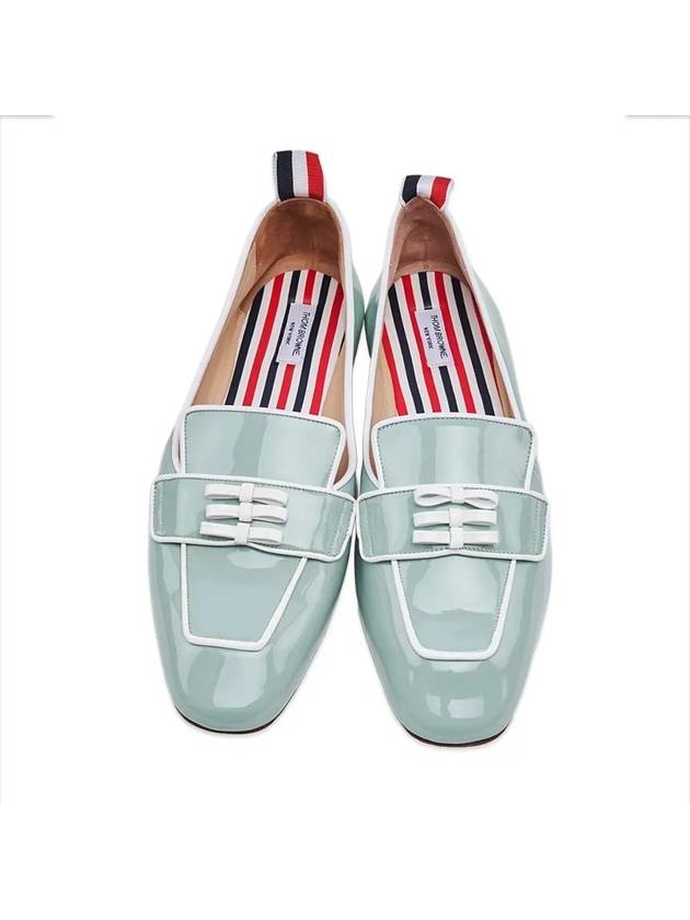 Bow Embellished Trimmed Leather Loafers Light Blue - THOM BROWNE - BALAAN 2