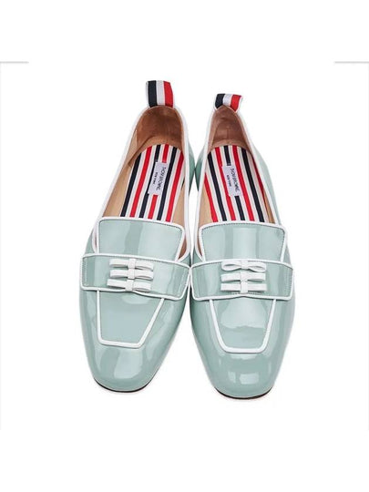 Bow Embellished Trimmed Leather Loafers Light Blue - THOM BROWNE - BALAAN 2