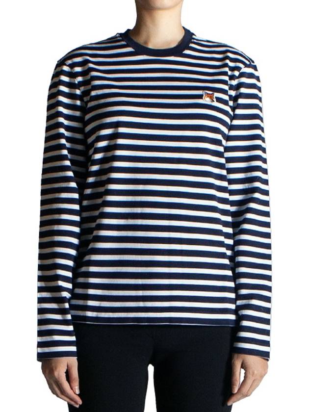 Fox Head Patch Regular Marin Long Sleeve T Shirt Navy Stripes - MAISON KITSUNE - BALAAN 2