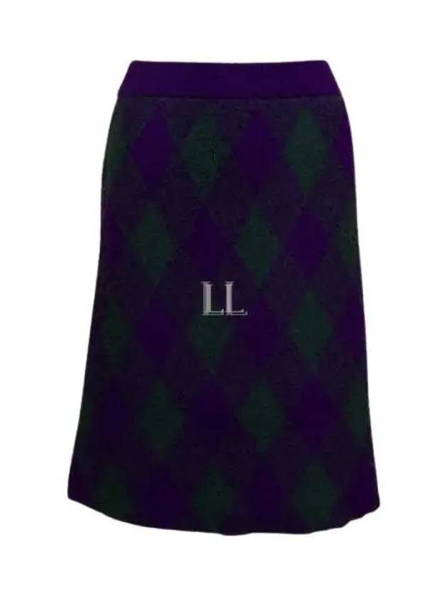 Argyle Wool A-Line Skirt Purple - BURBERRY - BALAAN 2