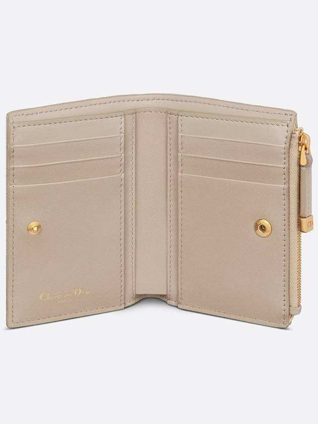 Caro Dahlia Supple Cannage Calfskin Half Wallet Sand - DIOR - BALAAN 4