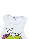 Graphic Rib Heart Tank Cotton Sleeveless White - GANNI - BALAAN 4