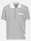 Gingham Check Short Sleeve Cotton Polo Shirt grey - THOM BROWNE - BALAAN 3