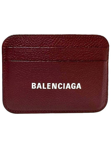 Women s 593812 Lettering Logo Burgundy Color Card Wallet - BALENCIAGA - BALAAN 1