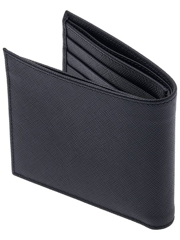 Triangle Logo Saffiano Half Wallet Black - PRADA - BALAAN 4