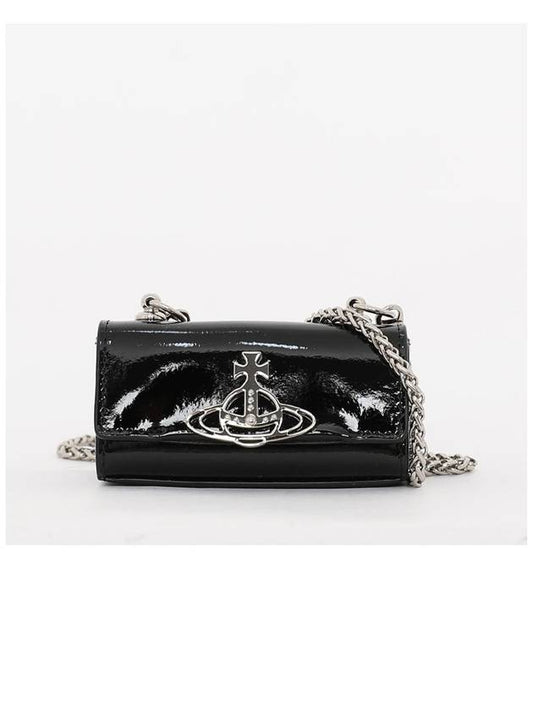 ORB Logo Patent Leather Clutch Bag Black - VIVIENNE WESTWOOD - BALAAN 2