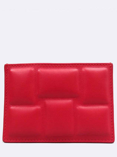 701446 Red color leather block padded card wallet - BOTTEGA VENETA - BALAAN 2