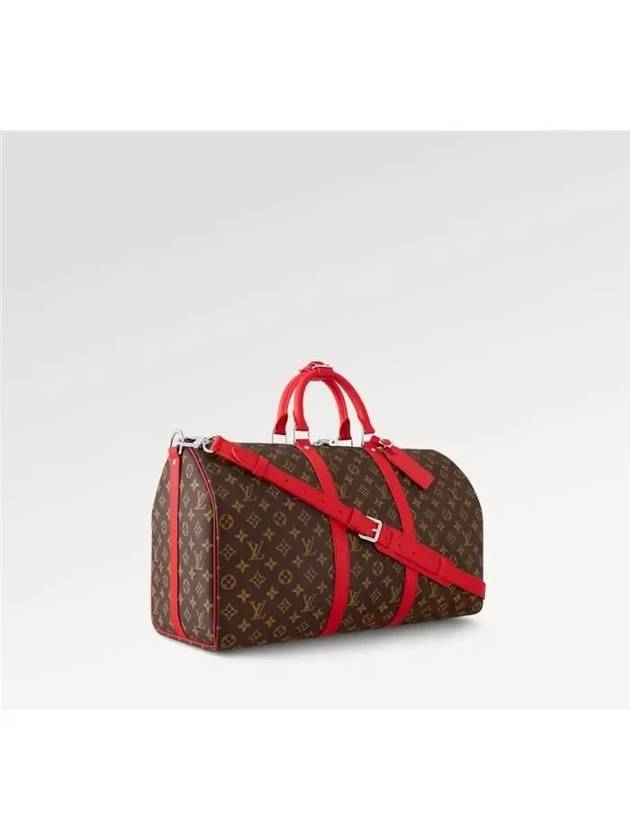 Keepall Bandouliere 50 Duffel Bag Brown Red - LOUIS VUITTON - BALAAN 4