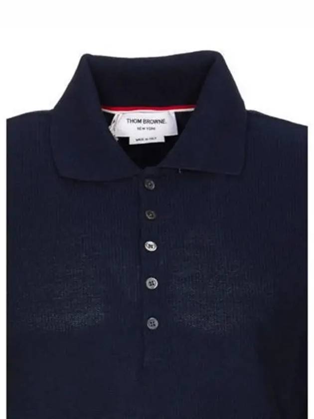 Men's RWB Stripe Cotton Polo Shirt Navy - THOM BROWNE - BALAAN 4