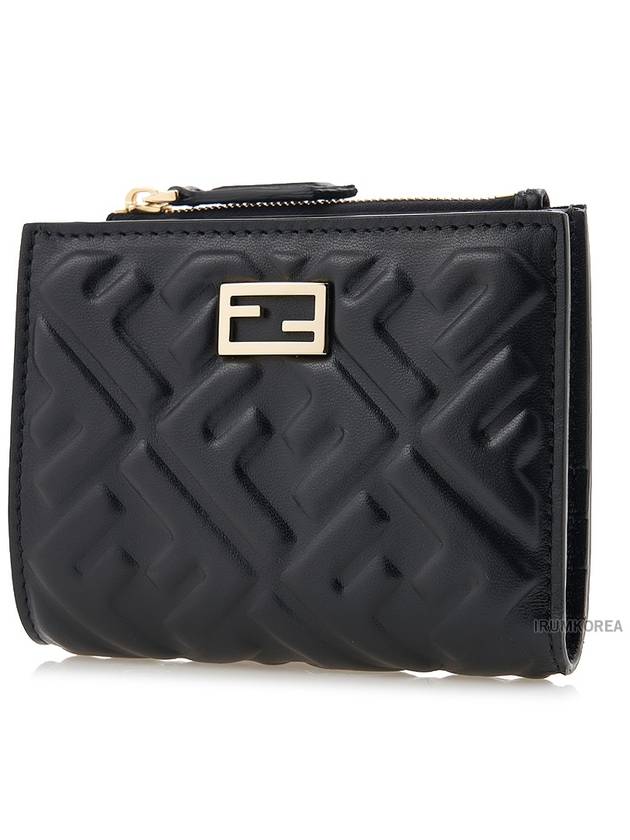 Slim Baguette Embossed FF Logo Half Wallet Black - FENDI - BALAAN 3