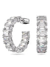 Matrix Octagon Cut Crystal Hoop Earrings Silver - SWAROVSKI - BALAAN 2