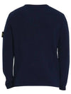 Men's Logo Patch Crew Neck Soft Cotton Knit Top Blue - STONE ISLAND - BALAAN 3