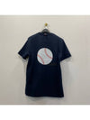 Back Tennis Ball Logo Short Sleeve T-shirt Navy - THOM BROWNE - BALAAN 5