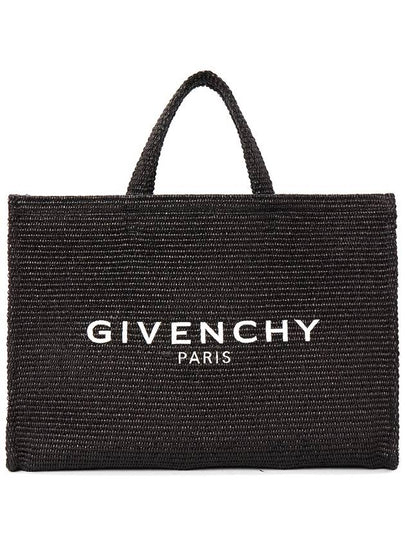 Logo Large Raffia Tote Bag Black - GIVENCHY - BALAAN 2