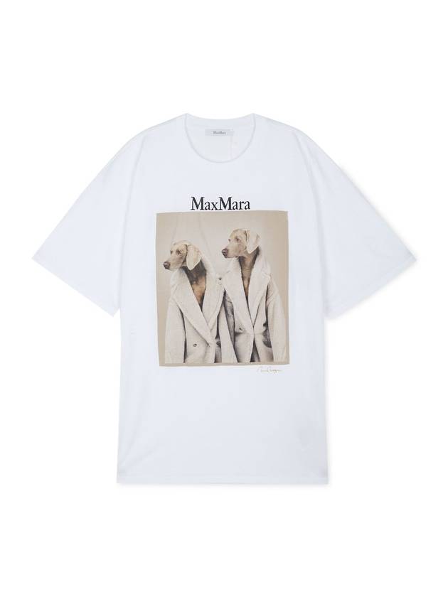 Women's Tacco Print Logo Cotton Short Sleeve T-Shirt White - MAX MARA - BALAAN 1