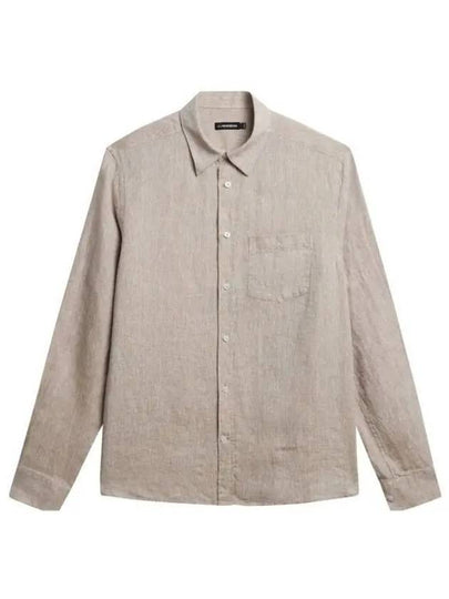 Slim Linen Melange Long Sleeve Shirt Batique Khaki - J.LINDEBERG - BALAAN 2