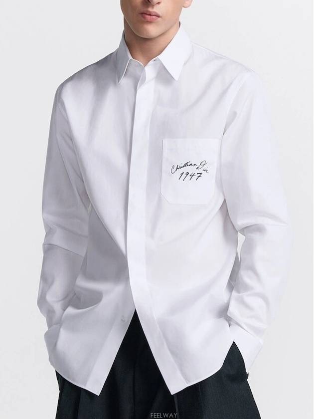 Handwritten 1947 Cotton Poplin Long Sleeve Shirt White - DIOR - BALAAN 2