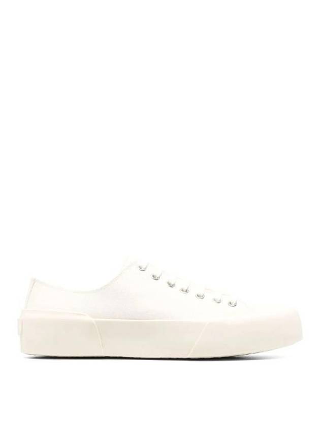 Logo Round Toe Calfskin Leather Low Top Sneakers Porcelain - JIL SANDER - BALAAN 2