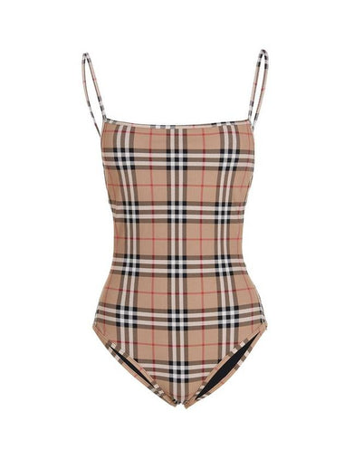 Women's Vintage Check One-Piece Swimsuit Beige - BURBERRY - BALAAN 1