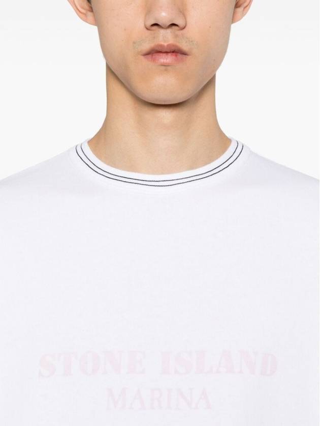 Logo Print Cotton Sweatshirt White - STONE ISLAND - BALAAN 4