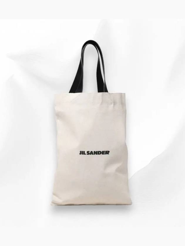 Logo Shopping Cotton Tote Bag Natural - JIL SANDER - BALAAN 4