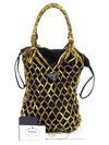 1BC092 Black Tesuto Nylon Silver Triangle Printed Net Mesh Bucket Tote Bag - PRADA - BALAAN 2